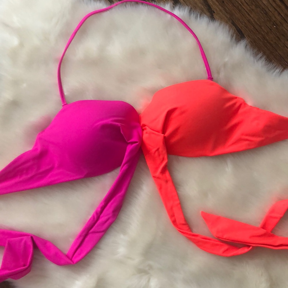 Neon pink/ coral swim top